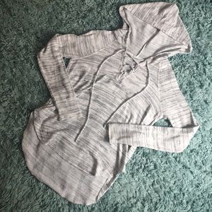 Soft and sexy lace up high-low hoodie